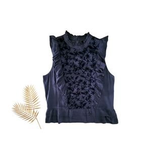 a.n.a A New Approach Denim Blue With Embroidered Detail Blouse